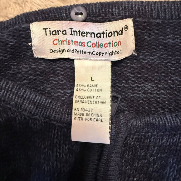 VINTAGE  Blue Christmas Sweater | Singing Reindeer & Festive Lights | Tiara - Picture 3 of 10